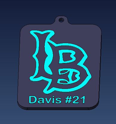 Custom key chain or back pack tag.